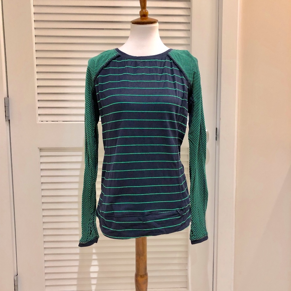 Lululemon | Navy and Green Striped Top